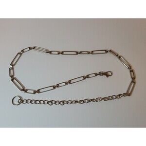 BOHO Silvertone Rectangle Link Belt, Mod Retro Metal Adjustable